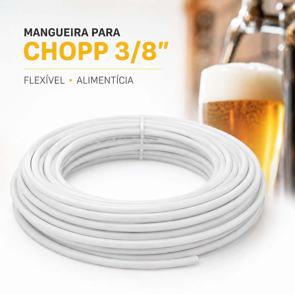 1 à 5 Metros Mangueira Atóxica 3/8 9,52mm Flexível Alimentícia Chopeira Bebidas Chopp Cerveja Branca