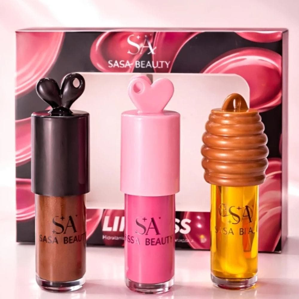 Kit Lip Gloss Chocolate Morango e Mel -Sasa Beauty