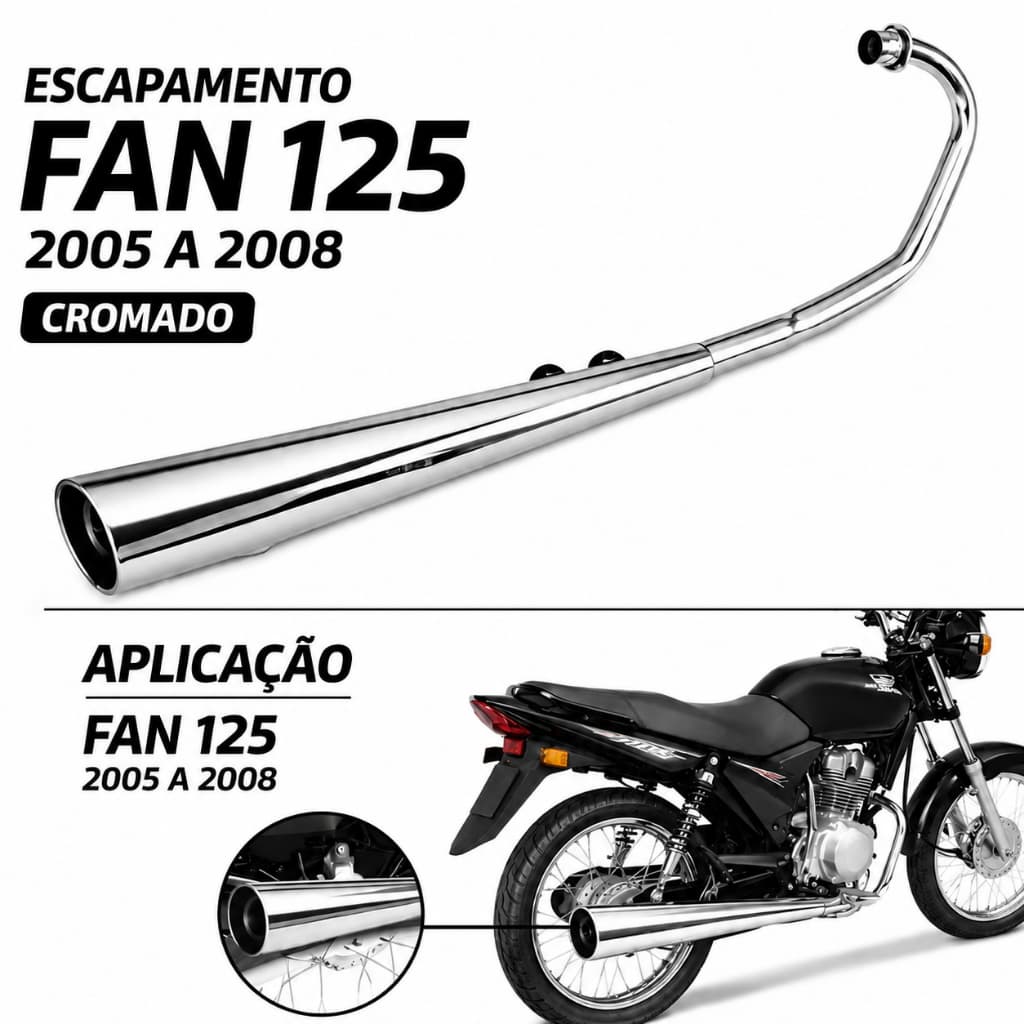 Escapamento Fan 125 2005 A 2008 Cromado
