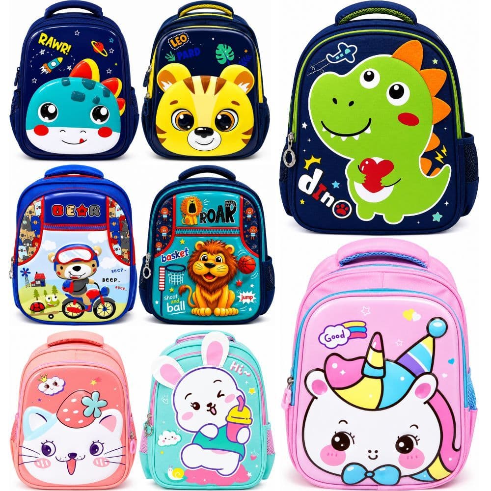 Mochila Infantil Zoo Menina Menino Criança Bolsa Feminina Masculino 3D Alto Relevo Escola Escolar Passeio