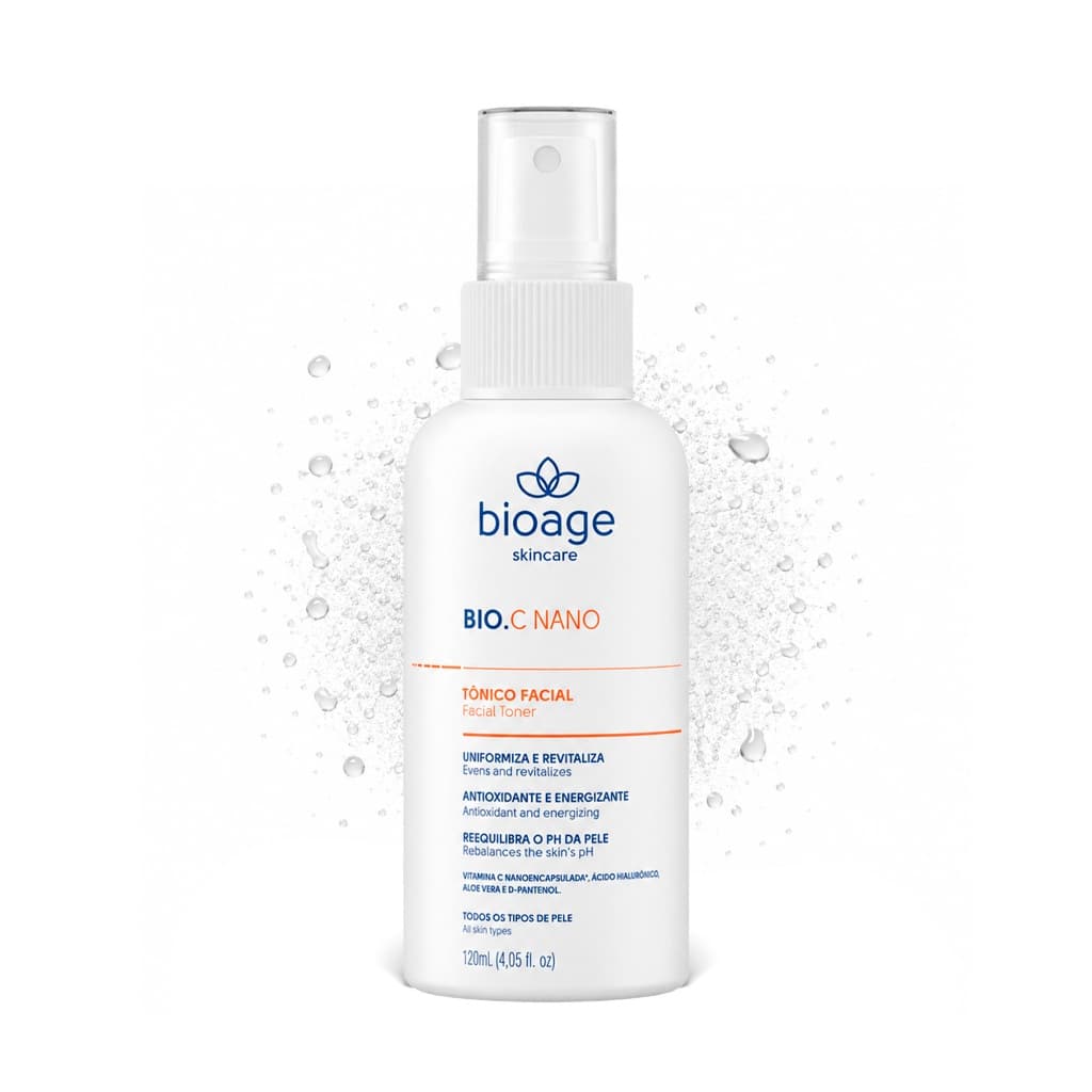 Tônico Facial Iluminador BioAge Bio-C Nano Loção Adstringente Vitamina C Ácido Hialurônico Antissinais 120ml
