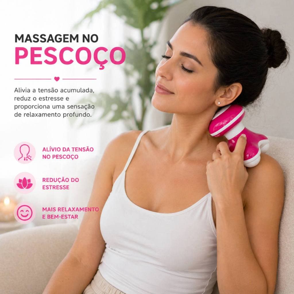 Mini Massageador Elétrico Corporal Portátil Rotação 360º