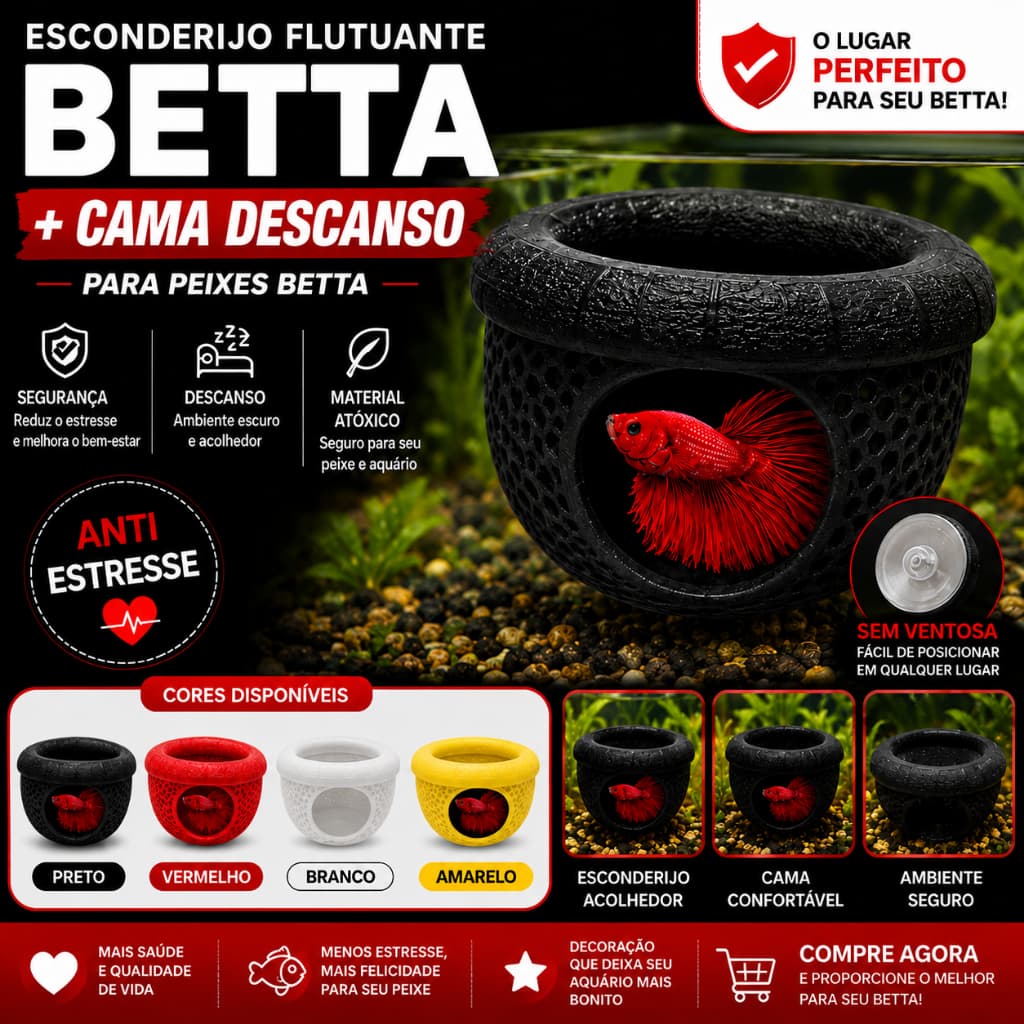 Esconderijo Flutuante para Peixes Betta Toca para Aquário Cama Folha Descanso Aquarismo Decoração