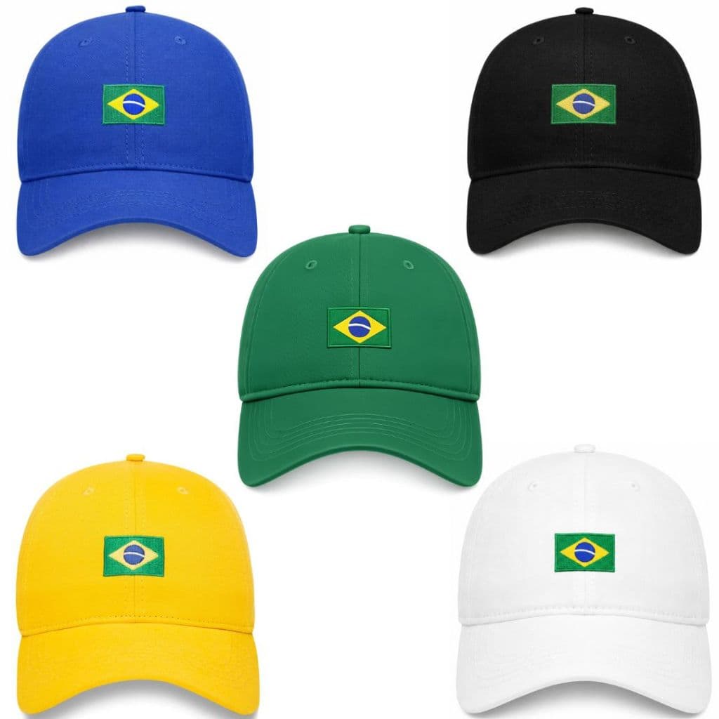 Boné Bandeira do Brasil seleção brasileira casual unissex bordado Aba Curva