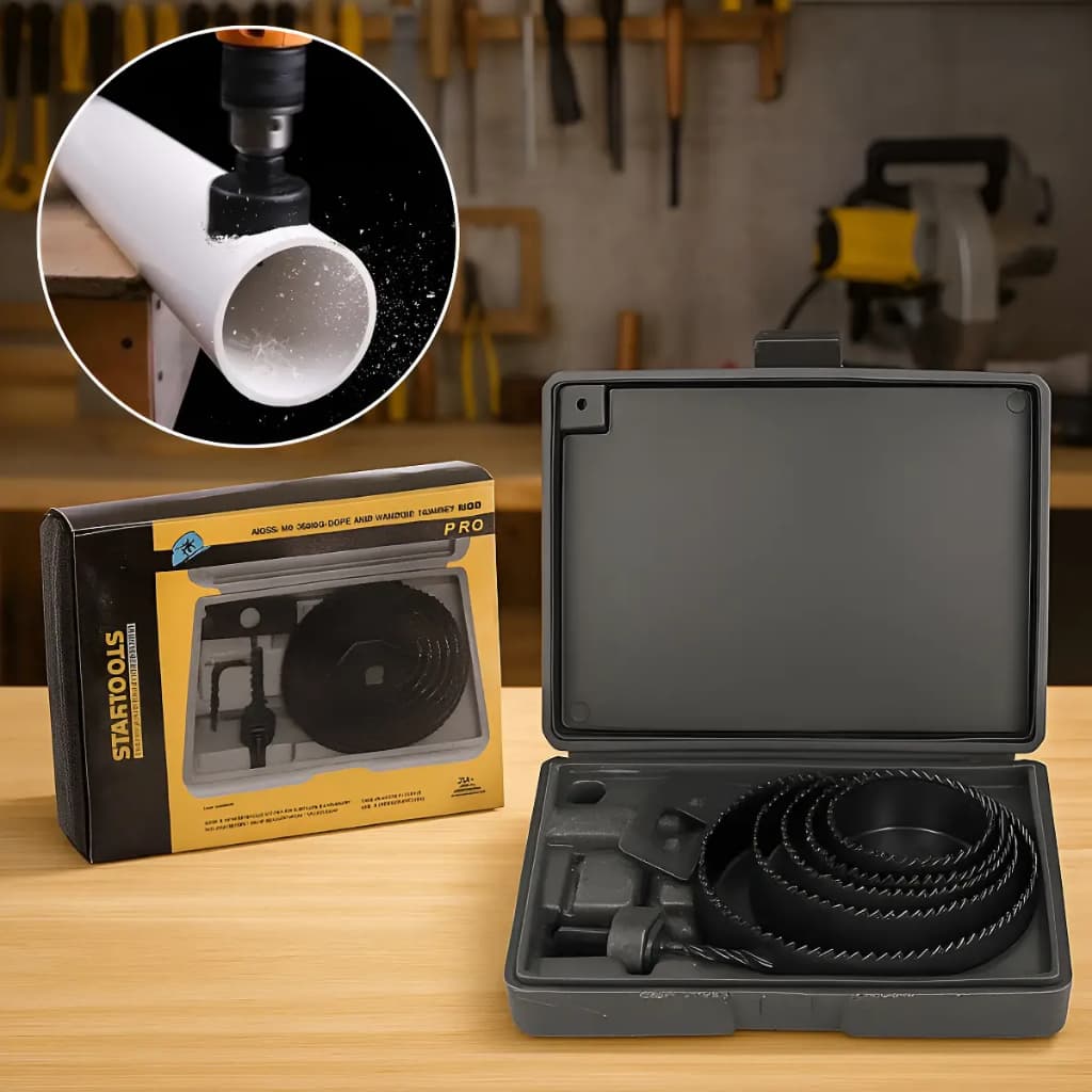 Kit Serra Copo Mandril Chave Allen Ferramentas Precisao Corte Resistente 8 Pecas
