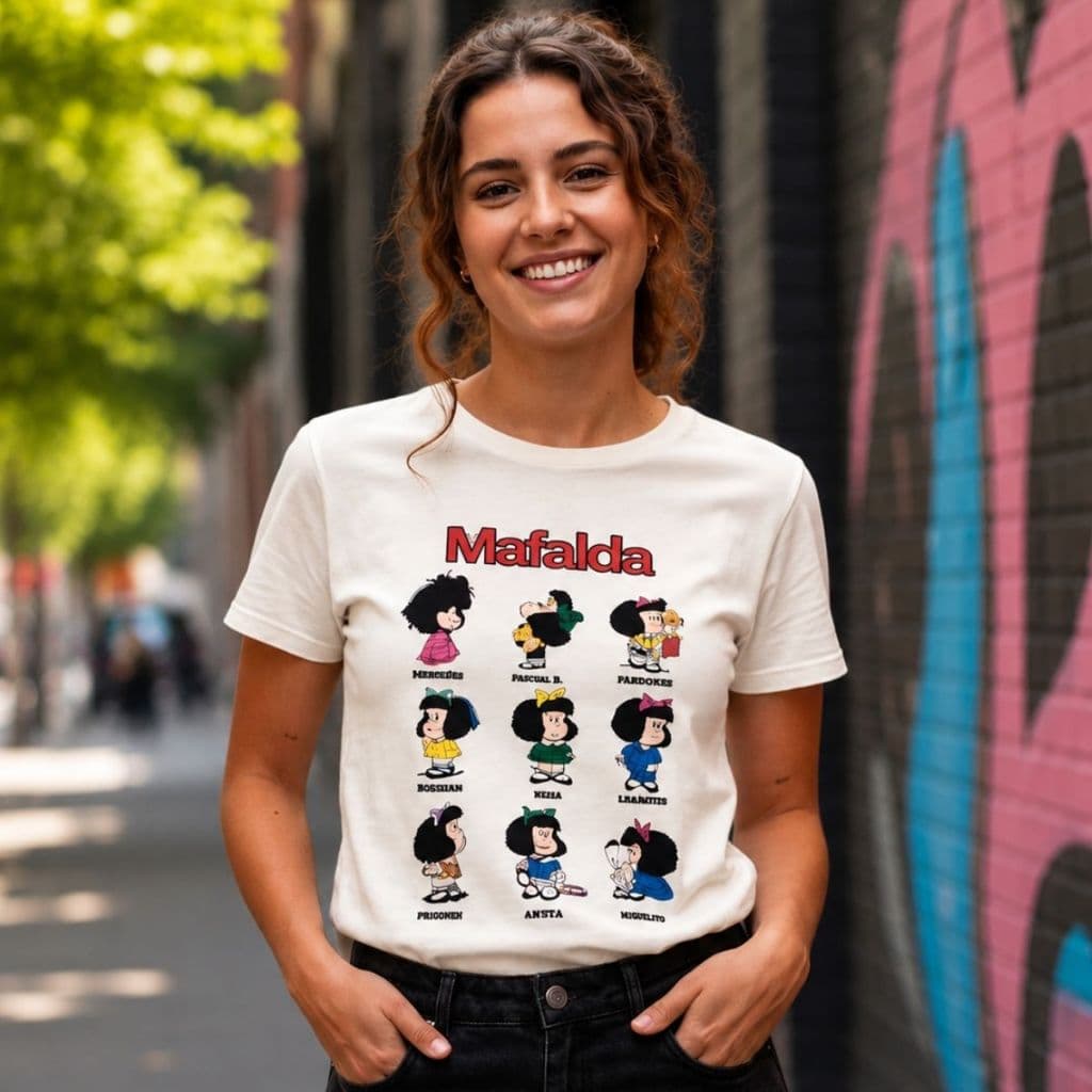 Camiseta Feminina Mafalda Estampada Casual Fashion Confortável Envio Imediato