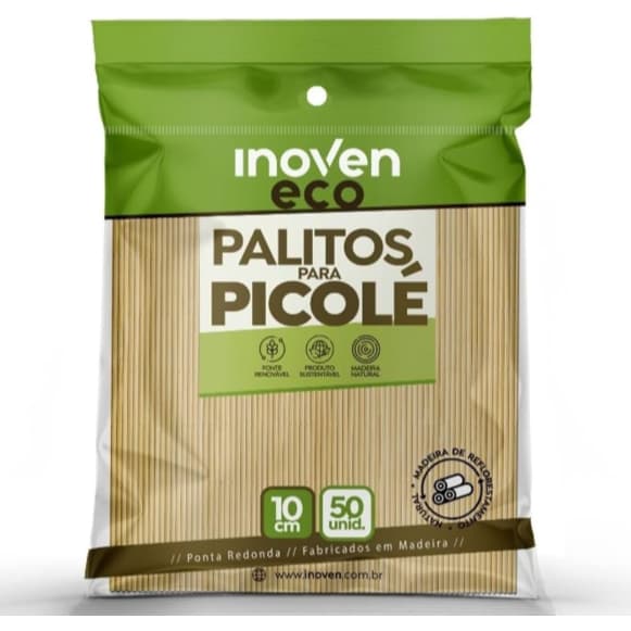 Palitos para Picolé inoven Eco 50unidades 10cm
