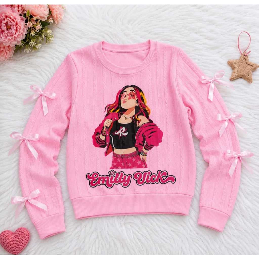 Blusa Manga Lonça Com Lacinhos Emely Vick