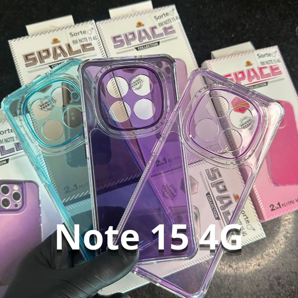 Capa + Pelicula ceramica ou só Capinha Space 3 Colorida Pra Xiaomi Note 15 4G