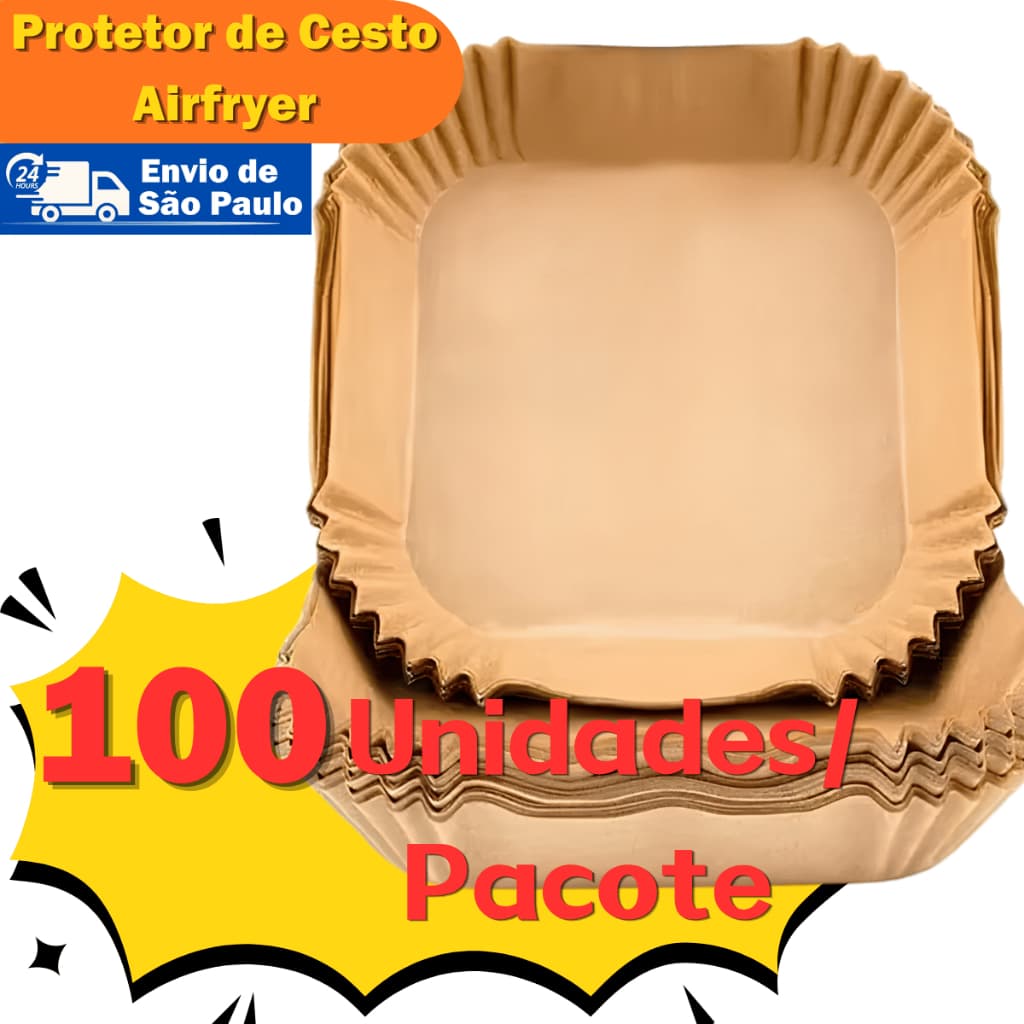 100 Pecas Papel Para Airfryer 16cm 20cm Antiaderente 230°C Sem Fluorescente Multiuso Descartável