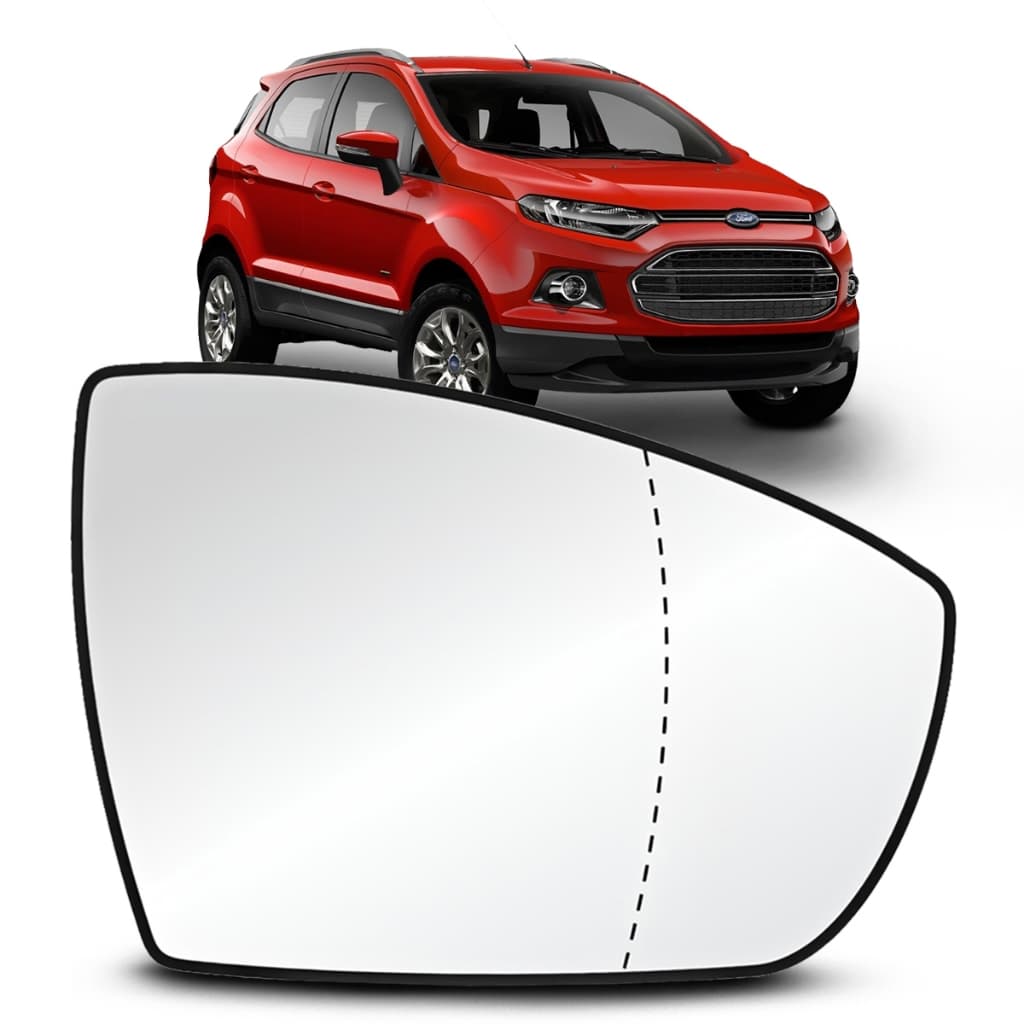 Lente Retrovisor Ecosport 2013 a 2017 Metalizada Asférica Com Base
