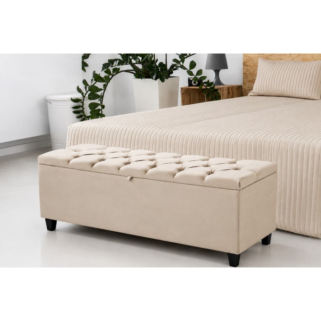 Recamier Puff Calçadeira Baú Estofada 120cm Com Pistão Banco Decorativo Para Pé Da Cama Closet Luxo