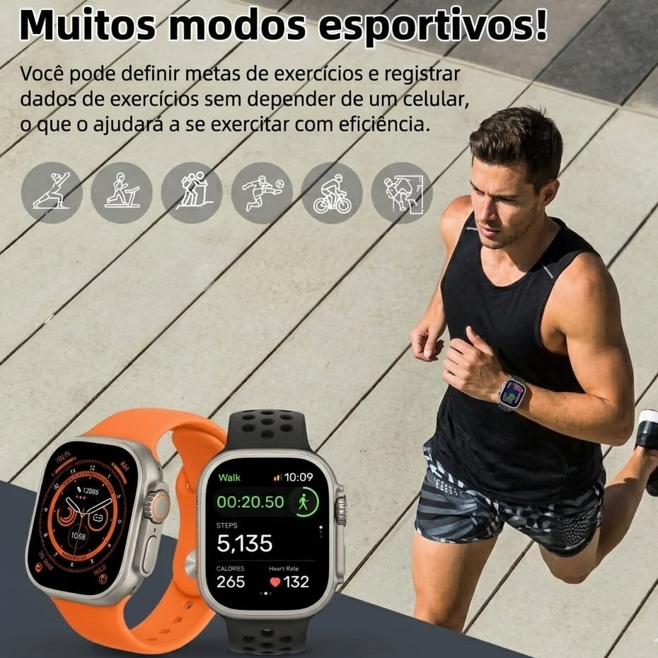 Novo Smartwatch Relógio Modos Esportivos À Prova D'água Bluetooth Monitor de Saúde (Sono, Batimentos, Pressão, Oxigênio)