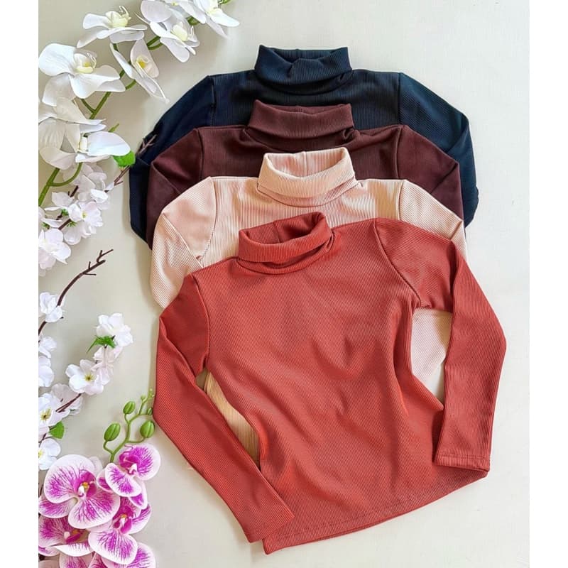 Blusa feminina Infantil Juvenil Manga longa gola alta básica lisa ribana felpado quentinha inverno