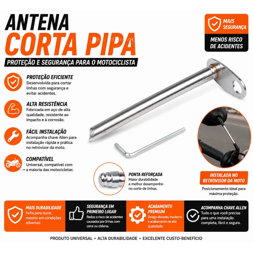 ANTENA RETRATIL RETROVISOR CROMADA