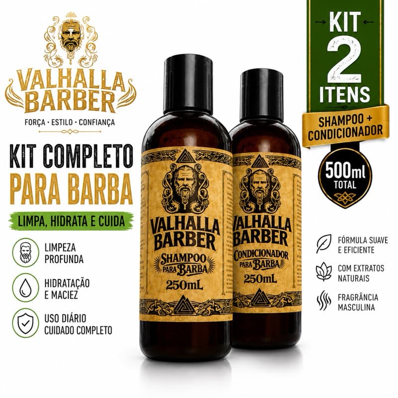 Kit Shampoo + Condicionador Para Barba Valhalla 250ml 1un cada