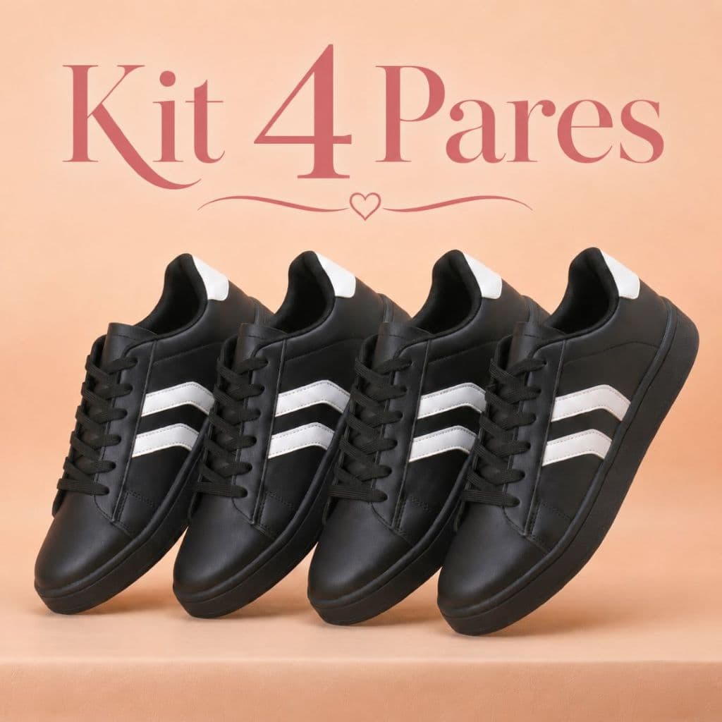 Kit 4 Pares Tênis Feminino Casual Macio Confortável Trabalho Passeio Lançamento
