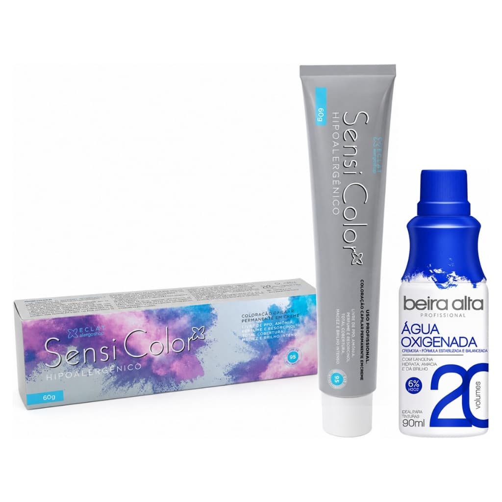 Coloração Capilar Hipoalergênica Sensicolor Alergoshop + Água Oxigenada