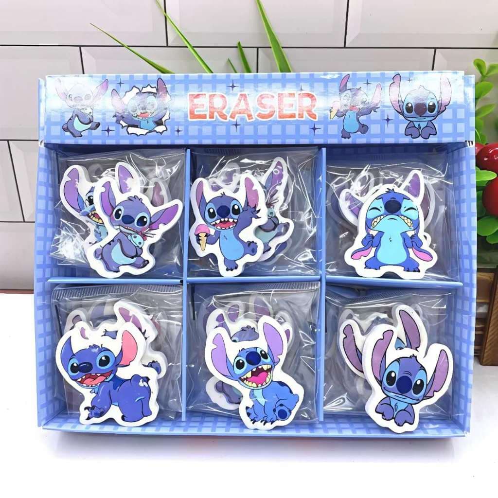 Kit 4 Borrachas Stitch Kawaii – Criativas, Fofas para Estudantes e Papelaria