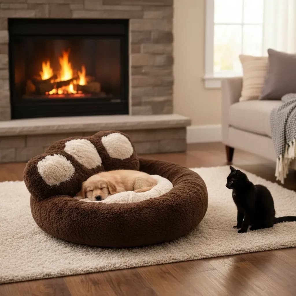 CAMA PET DONUT NUVEM PELUCIA FORMATO DE PATA REDONDA  NINHO CASINHA CASA COLCHONETE CAES E GATOS