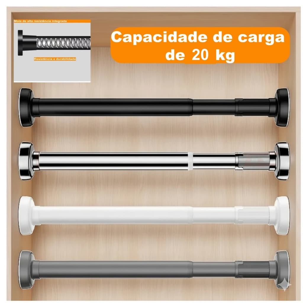 Varão Regulável Barra Pressão /cortina Box Banheiro Cozinha 70-120CM Capacidade de carga extremamente alta