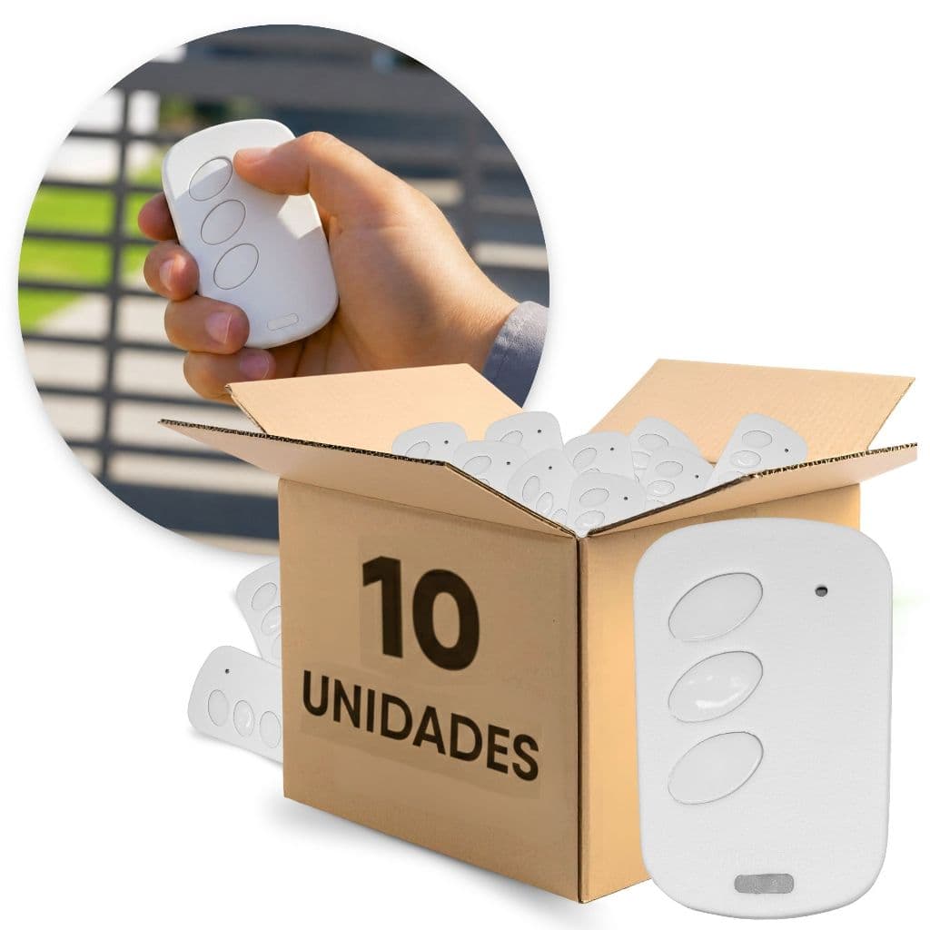 Kit 10 Controle Portão Remoto Branco Tx Eletrônico 433mhz
