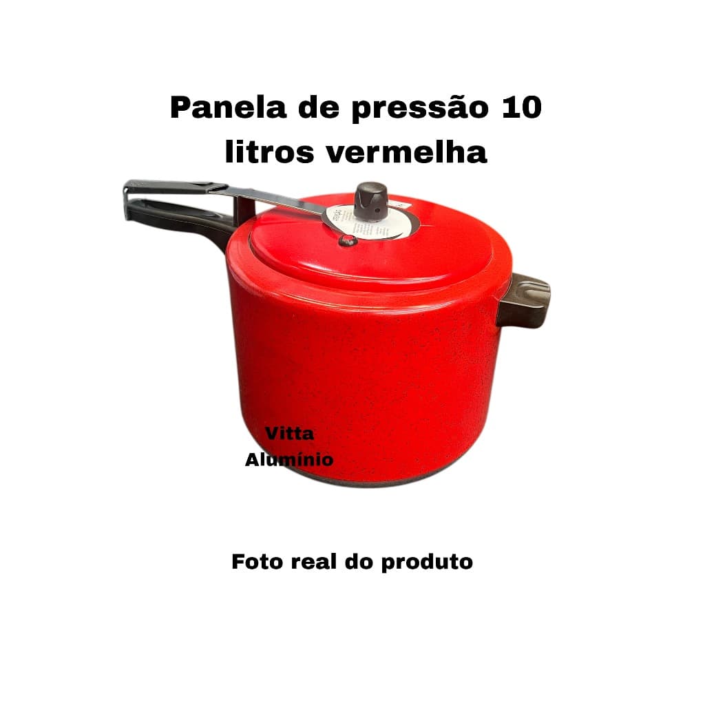 PANELA DE PRESSÃO 10 LITROS - FECHAMENTO INTERNO - VERMELHA