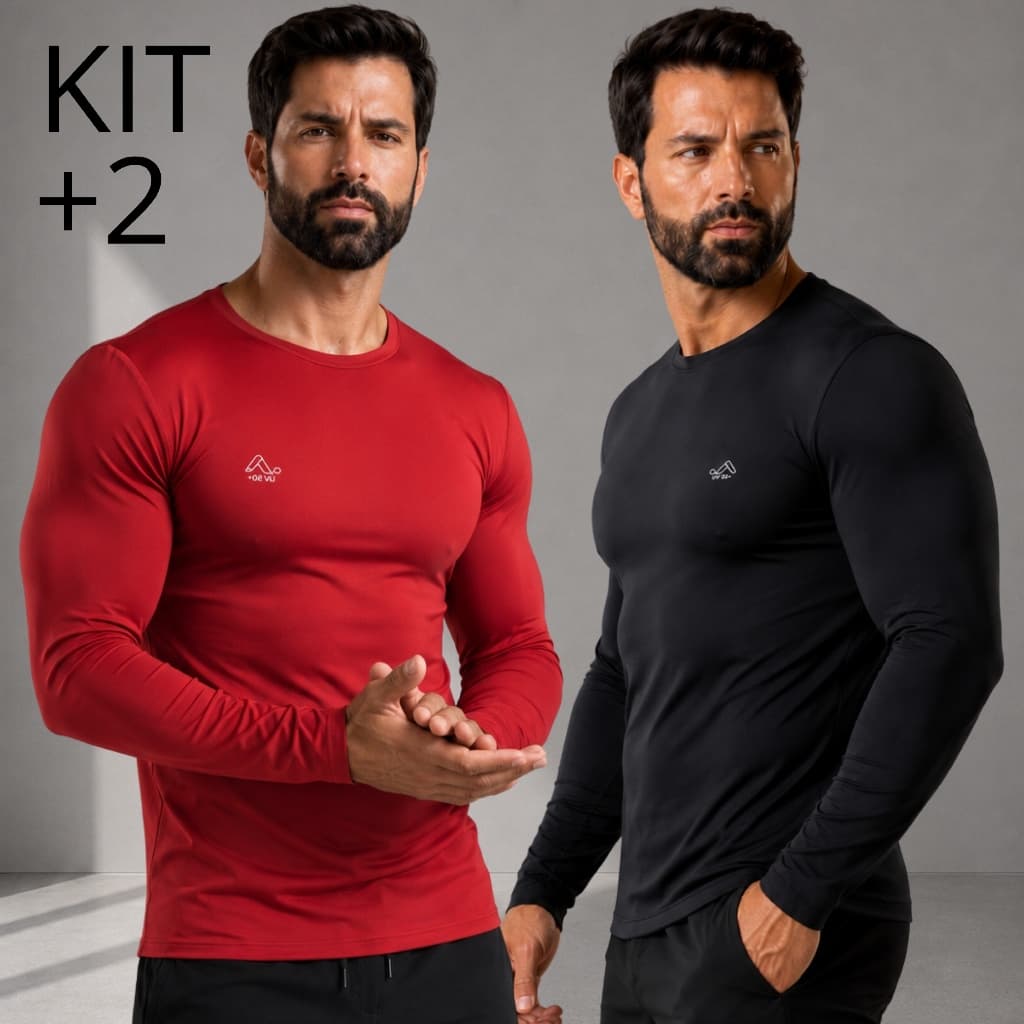 Kit 2 Camisa Termica Masculina Blusa UV masculina Manga longa Segunda Pele