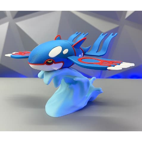 Kyogre Estátua 3D Shiny Lilás ou Normal Azul Colecionável Geek