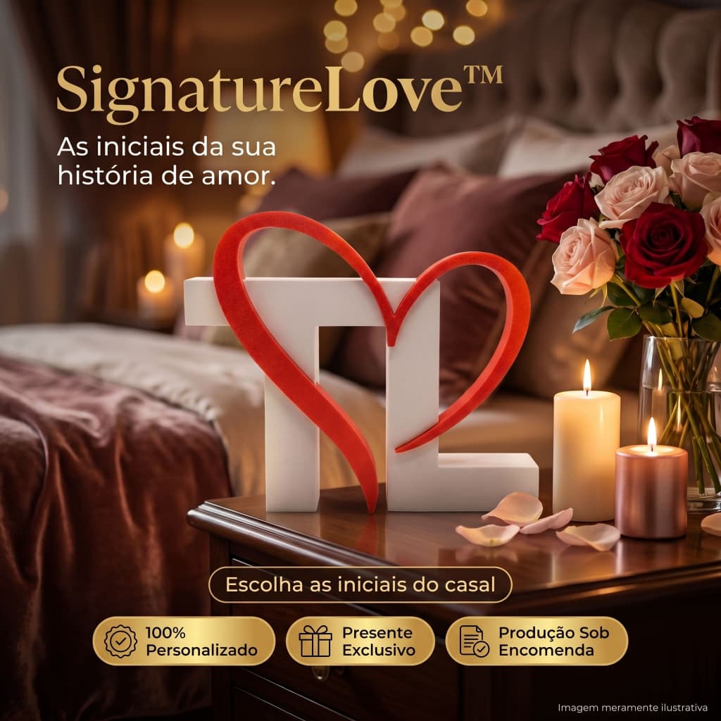 Escultura Personalizada com Iniciais do Casal e Coração Presente Romântico Decoração