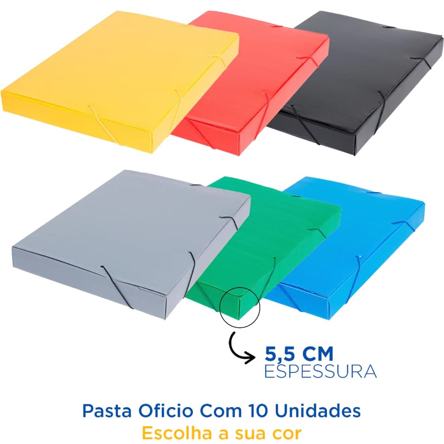 Pasta Polibras Nova Onda Original Cores | Aba e Elástico 55mm | Resistente e Multiuso