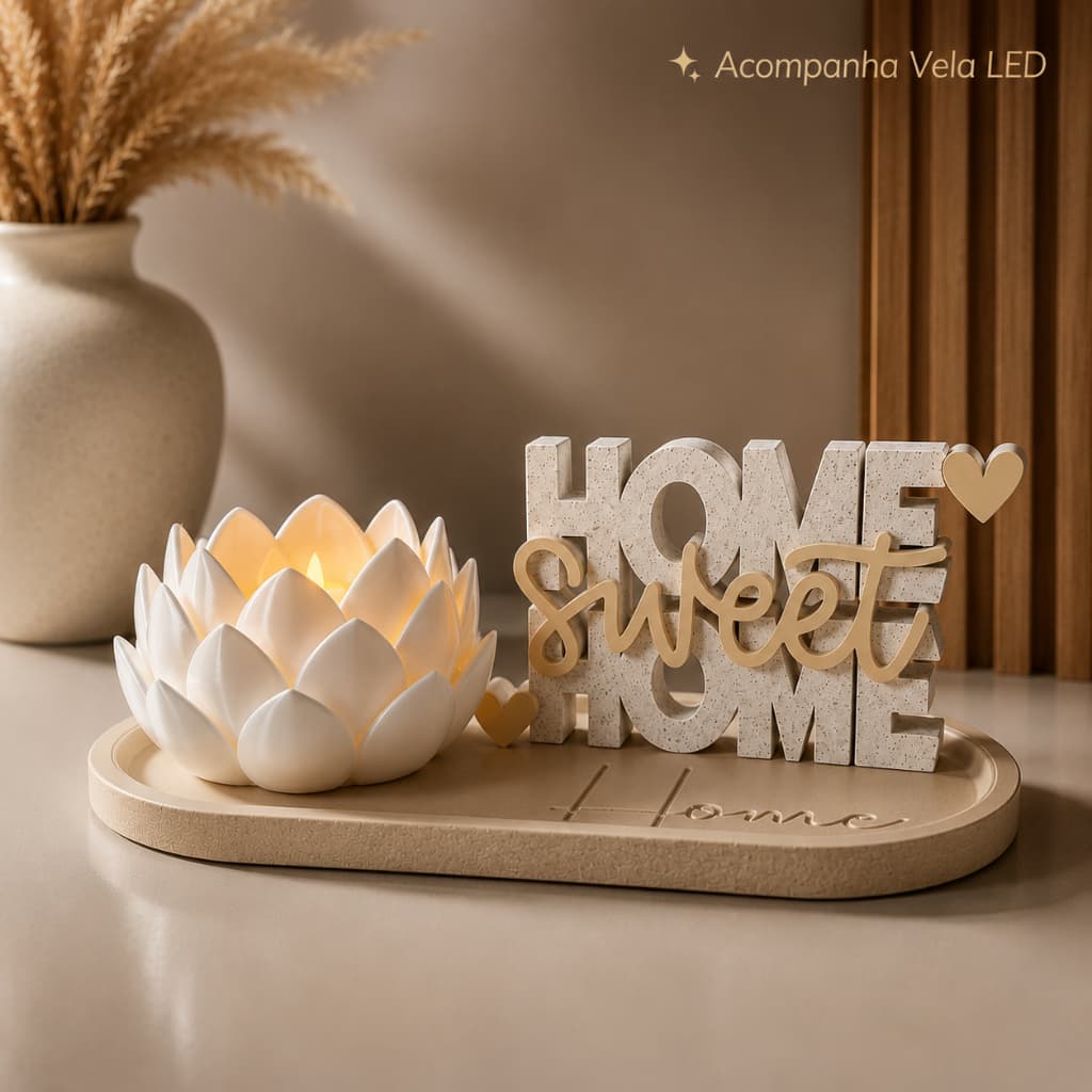 Kit Decorativo Home Sweet Home para Sala e Casa | Decoração Moderna com LED