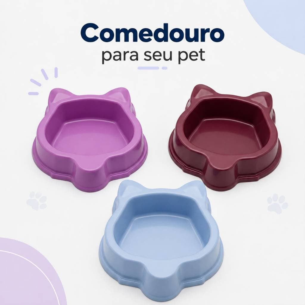 Kit Comedouro e Bebedouro Pet Cat Shape Antiformigas para Cães e Gatos pote