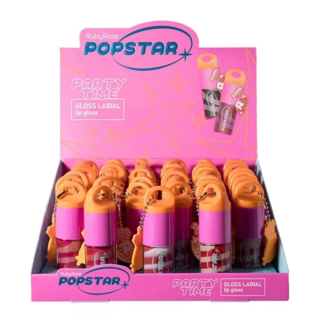 Box 36 Gloss Labial Ruby Rose Party Time Popstar Brilho Intenso Hidratante HBL6406