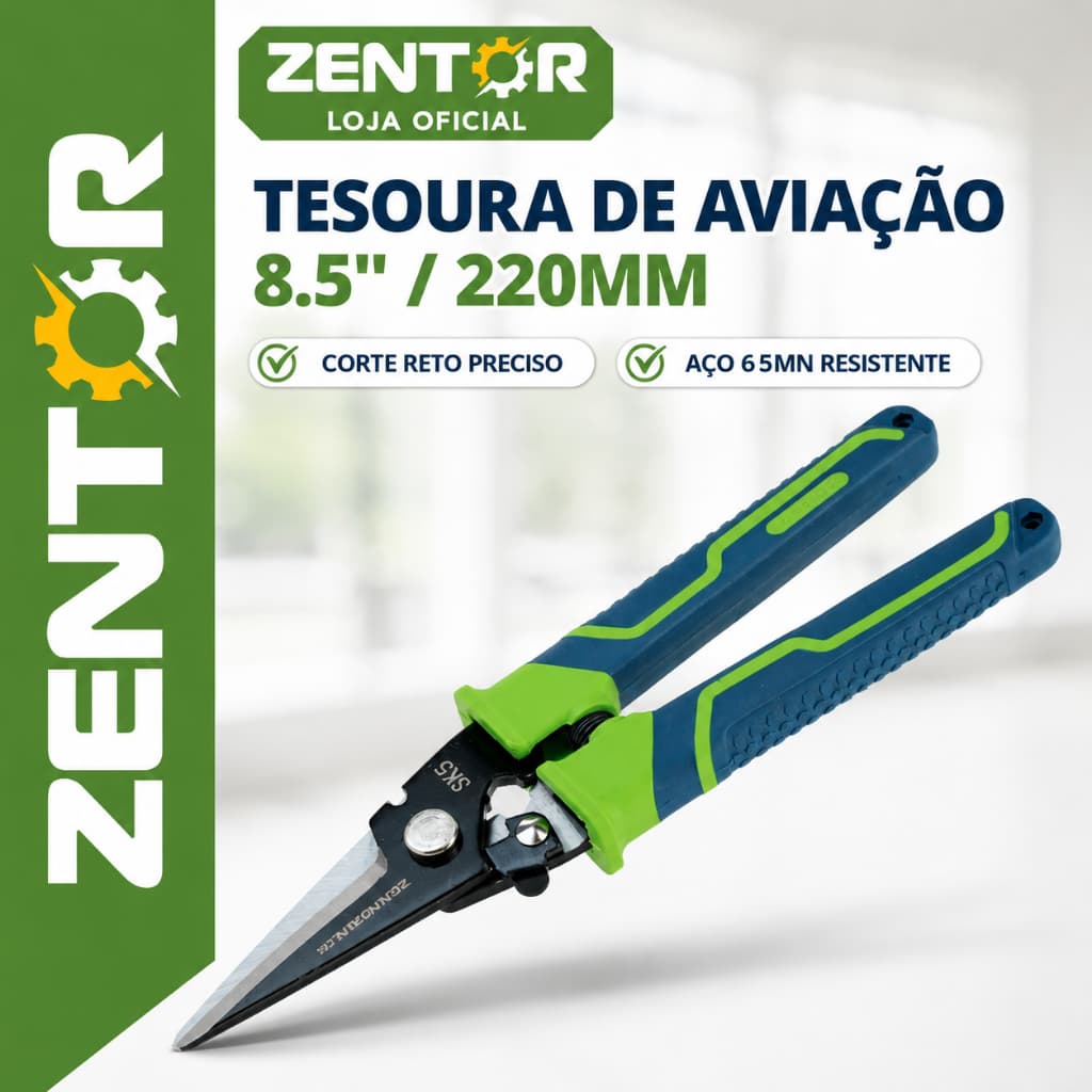 Tesoura para Cortar Chapa Tipo Aviação Profissional DELI ZENTOR