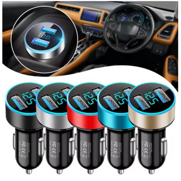 Carregador Veicular 12V Sem Voltimetro Digital Usb Duplo 3.1 Amperes - Carregador de Celular para Carro