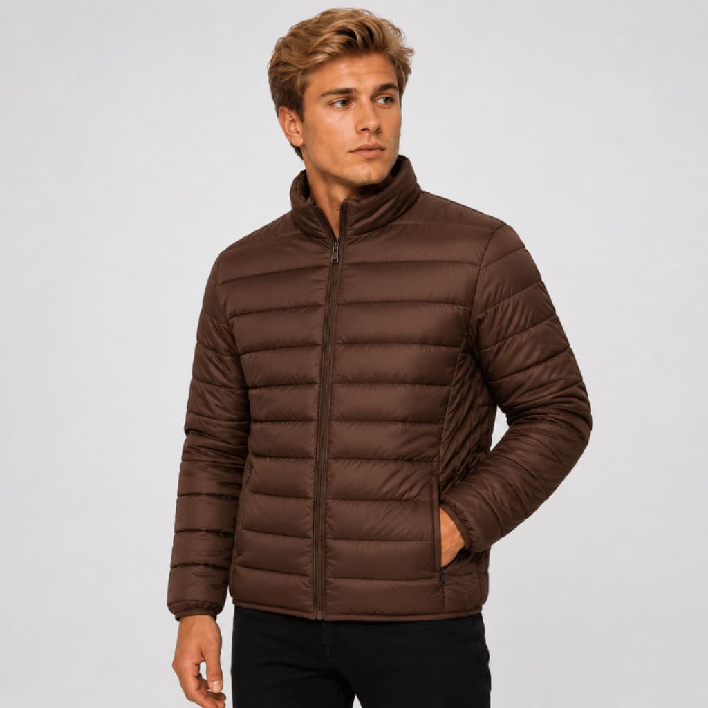 Jaqueta Puffer Masculina Acolchoada com Zíper – Conforto, Estilo e Proteção para o Frio