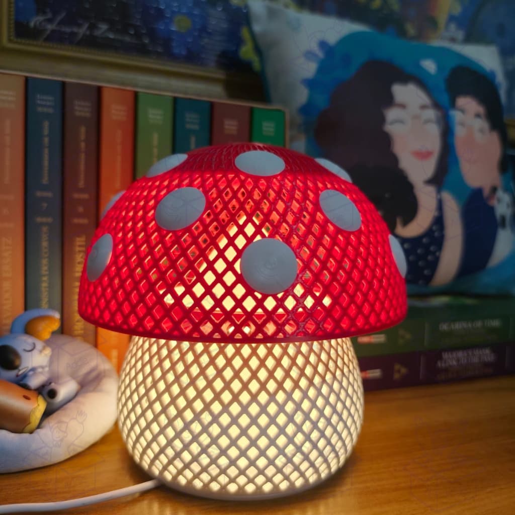 Luminária Cogumelo LED Decorativa USB 2 Tons de Luz com Controle de Brilho