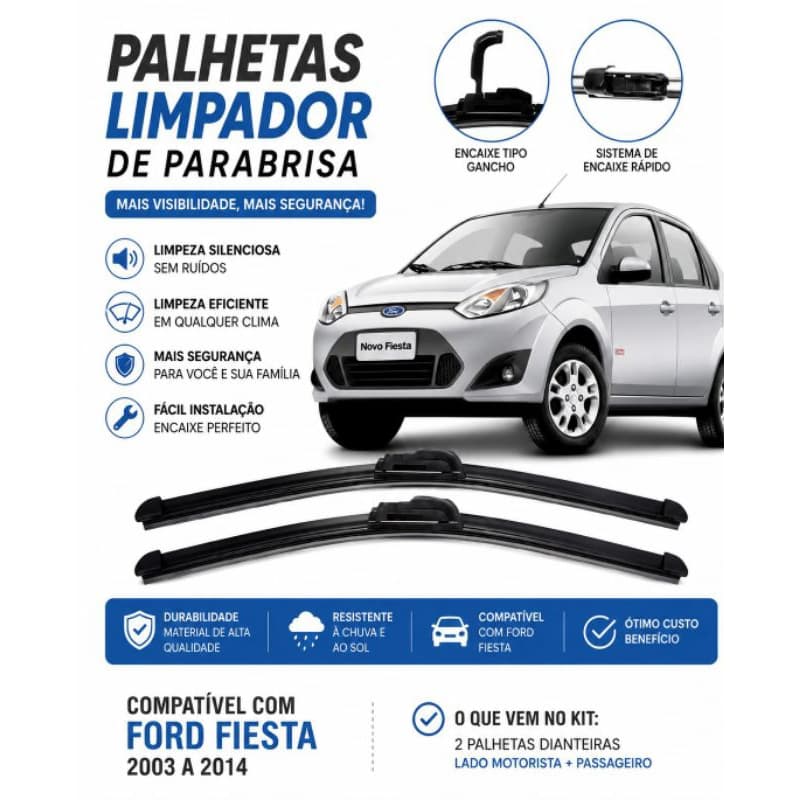 Par de Palheta de parabrisa dianteiro do Fista Sedan G2 2002 até 2011
