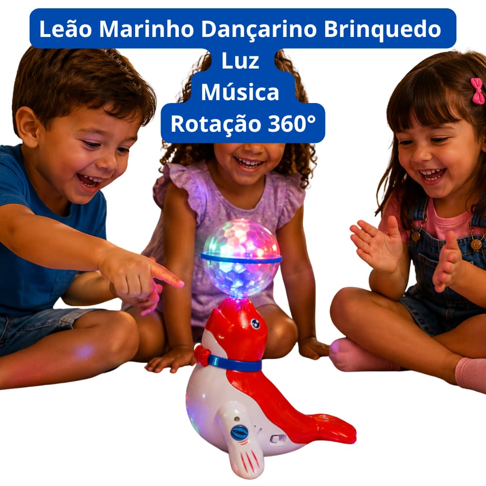 Leao Marinho Brinquedo Musical Rotacao 360 Graus Luzes Piscantes Festa Infantil