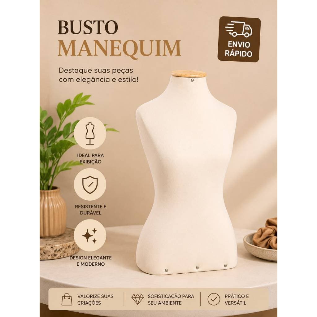 MANEQUIM FEMININO BUSTO DE COSTURA + PARAFUSOS