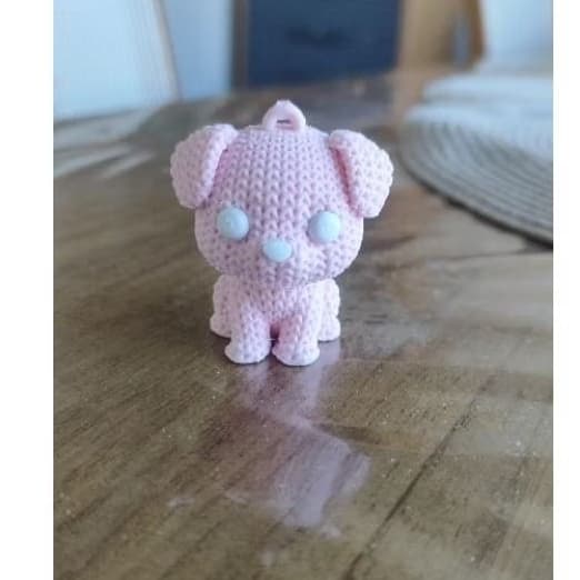 Chaveiro cachorrinho 3D efeito crochê - chaveiro pet fofo