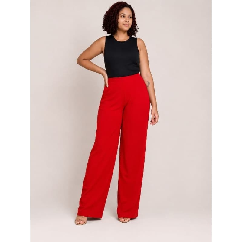 Calça Alfaiataria Feminina Wide Leg Cintura Alta Pantalona Duna Elegante Casual
