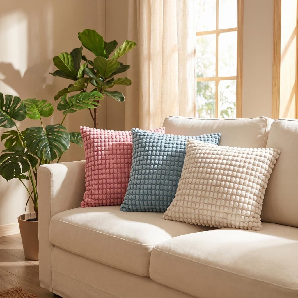 KIT 2/4/6Capa de Almofada 45x45 Plush Bolinha 3D Macio Decoracao Sofa Quarto Nao Inclui Enchimento