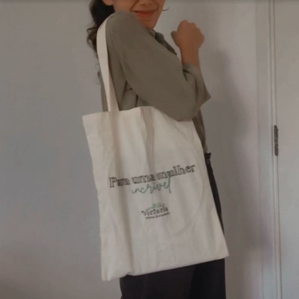 Ecobag Bordada Personalizada em Algodão Cru Bolsa Tote com Bordado Frase 30 x 40cm