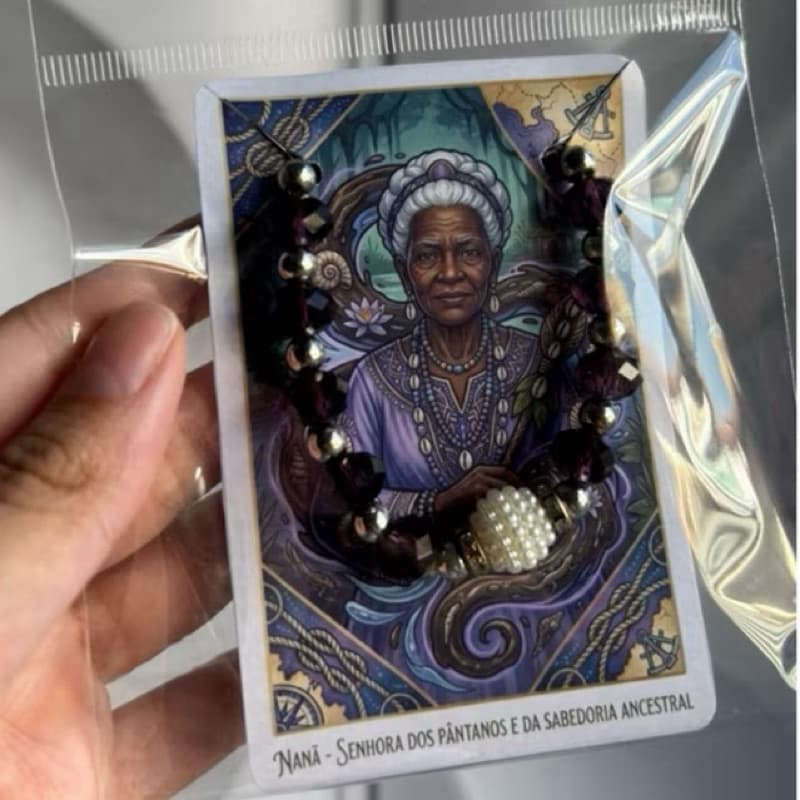 Pulseira De Orixás Entidade Umbanda Candomblé c/ Pingentes de metal  - NANÃ