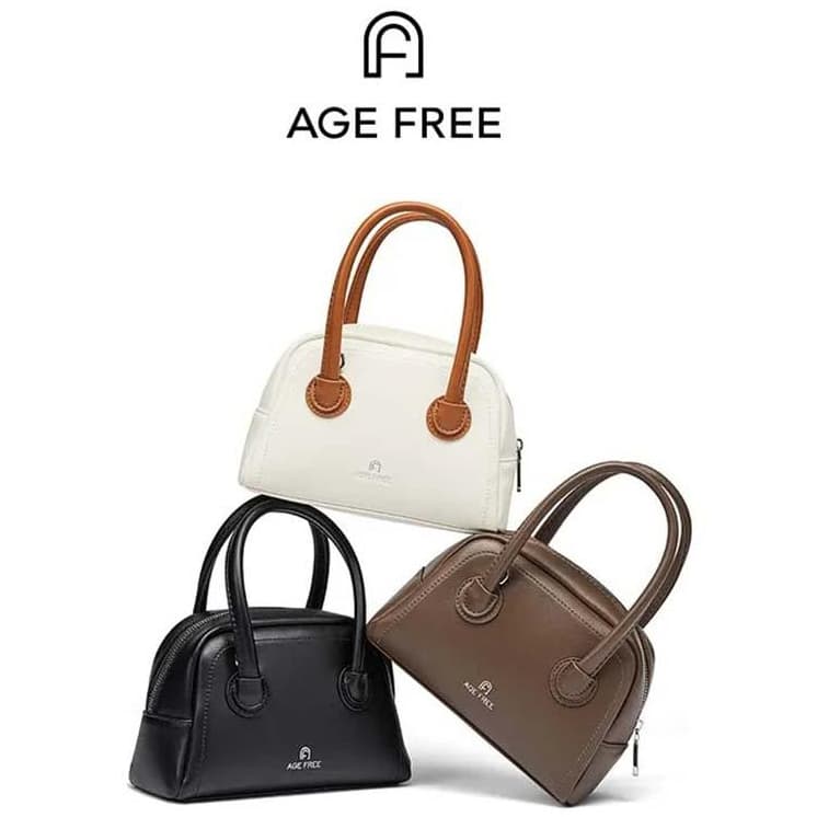 AGE FREE Clássica e Casual Bolsa Boston Transversal Feminina em Couro com 2 Alças para o Dia a Dia