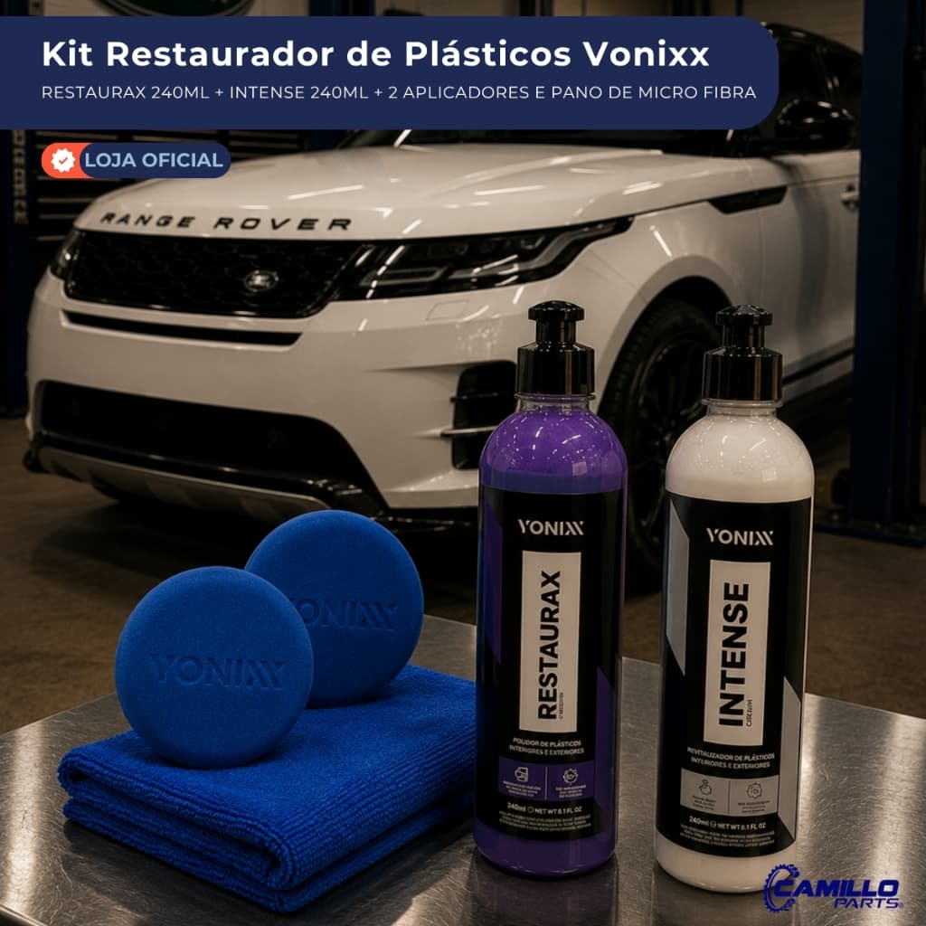 Kit Restaurador Plástico Restaurax Intense Pano Aplicadores Vonixx Limpeza Automotiva