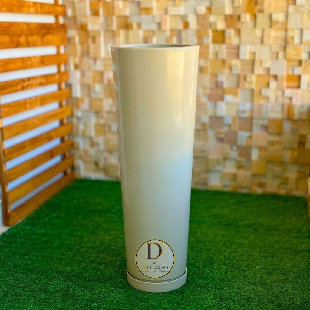 Vaso Decorativo para Plantas Grande Alto Ibiza Slim Luxo Ideal para Sala Jardim Com Prato