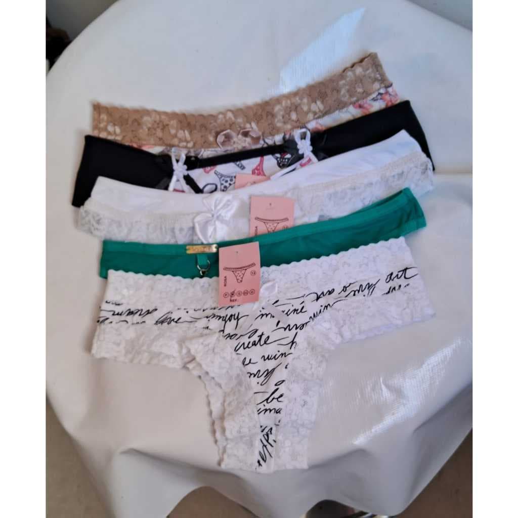Kit Calcinha Feminina em Malha Cotton Estampada Kit com 5 peças– Ultra Confortável, Elegante e Durável – Tamanho Único M